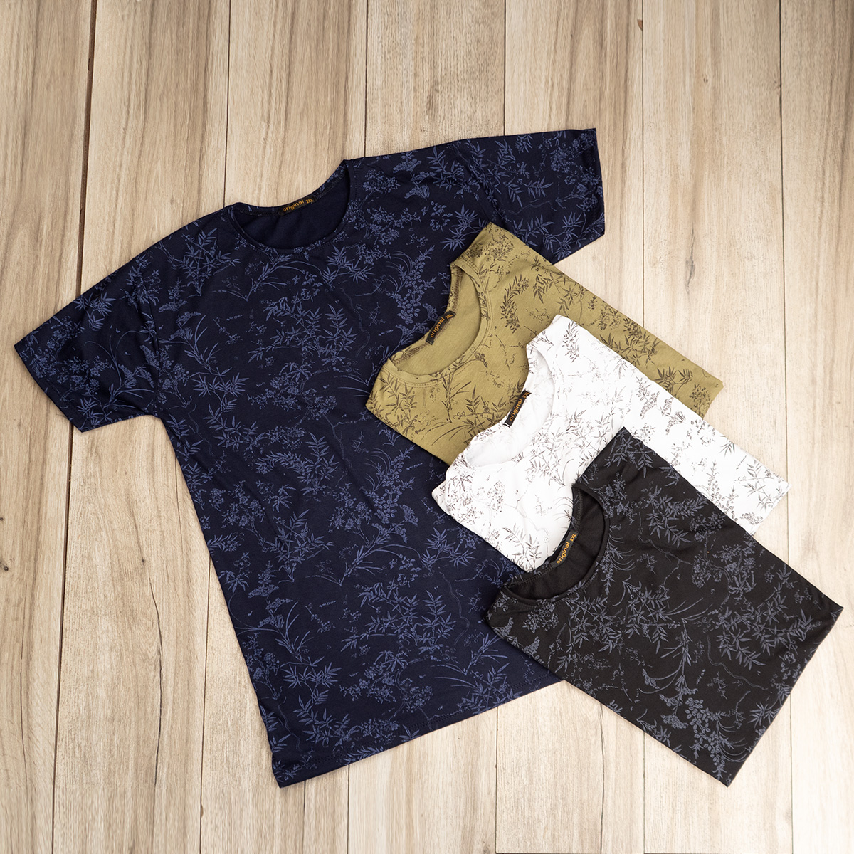 تیشرت مردانه طرح برگ سرمه ای مدل Jeasen