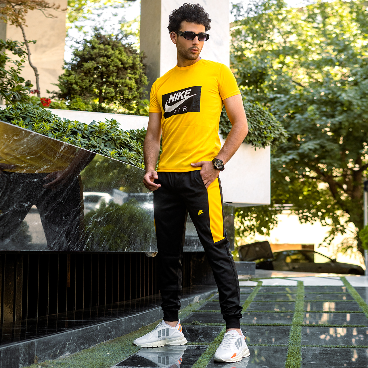 ست تیشرت شلوار Nike Air زردمردانه مدلRana