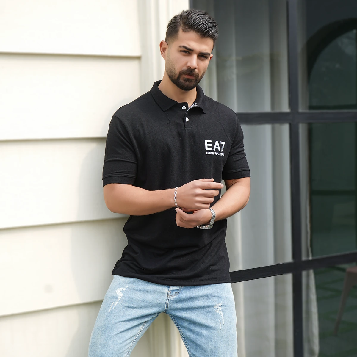 تیشرت مشکی مردانه EA7 مدل Nitan